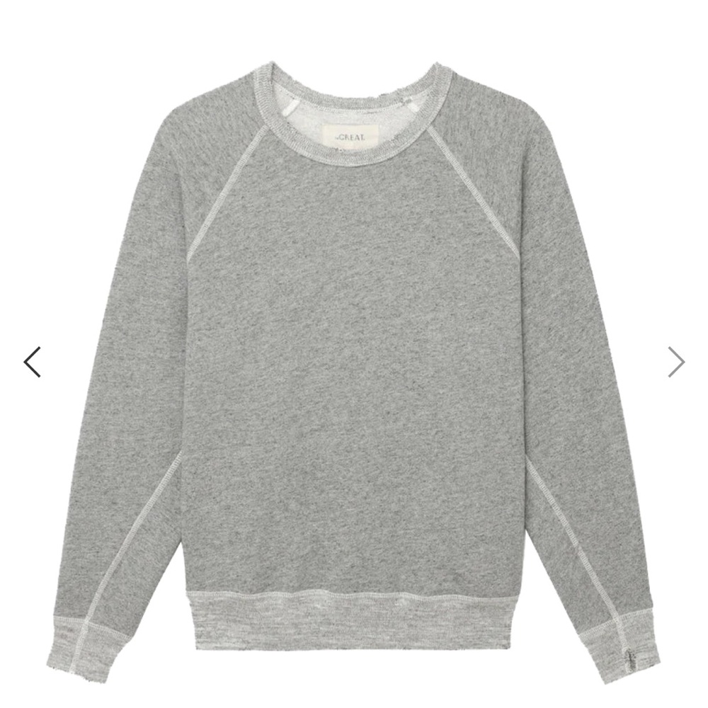 THE GREAT. College Crewneck Sweatshirt in heather gray